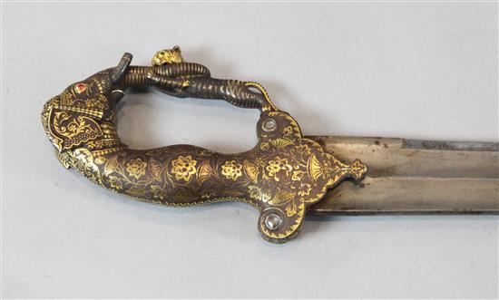 A fine Indian sword tulwar, late 19th century, L 77cm (blade)